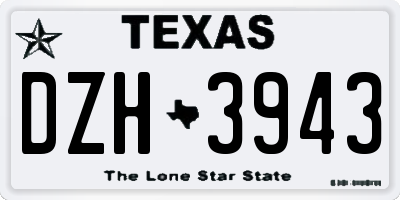 TX license plate DZH3943