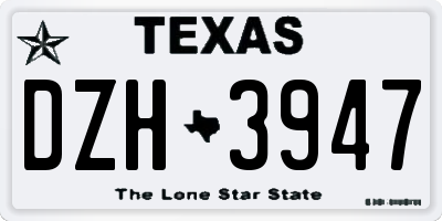 TX license plate DZH3947