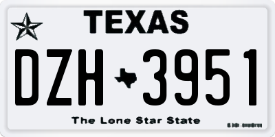 TX license plate DZH3951