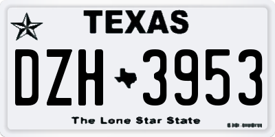 TX license plate DZH3953