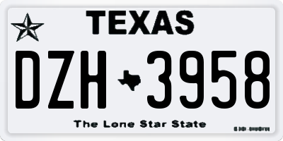 TX license plate DZH3958