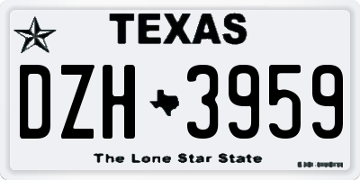 TX license plate DZH3959