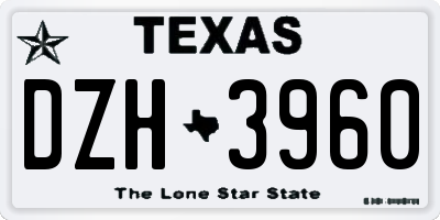 TX license plate DZH3960