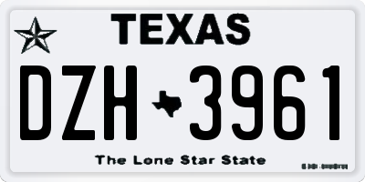 TX license plate DZH3961
