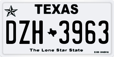 TX license plate DZH3963