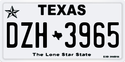 TX license plate DZH3965