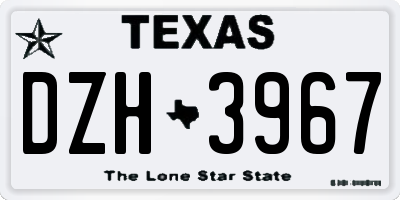 TX license plate DZH3967