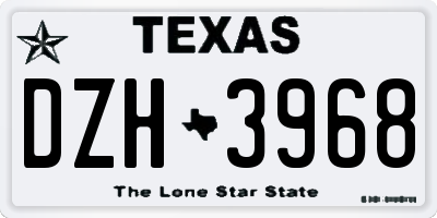 TX license plate DZH3968