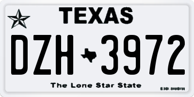 TX license plate DZH3972