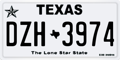 TX license plate DZH3974