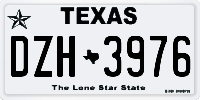 TX license plate DZH3976