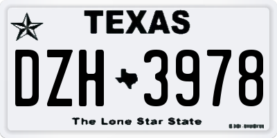 TX license plate DZH3978