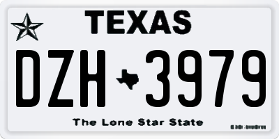 TX license plate DZH3979