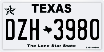 TX license plate DZH3980