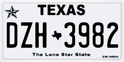 TX license plate DZH3982