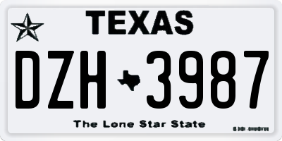 TX license plate DZH3987