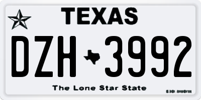 TX license plate DZH3992