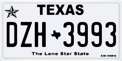 TX license plate DZH3993
