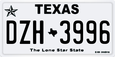 TX license plate DZH3996