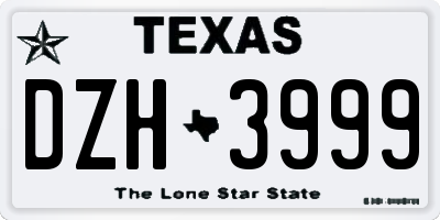 TX license plate DZH3999