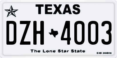 TX license plate DZH4003