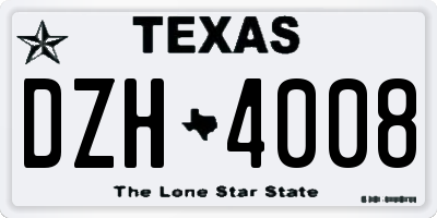 TX license plate DZH4008