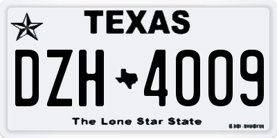 TX license plate DZH4009