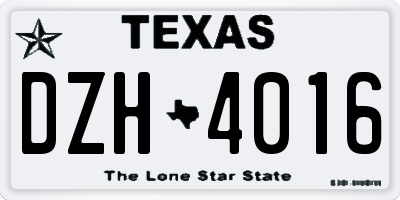 TX license plate DZH4016