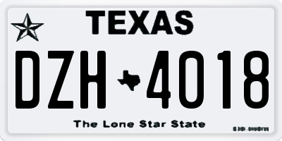 TX license plate DZH4018