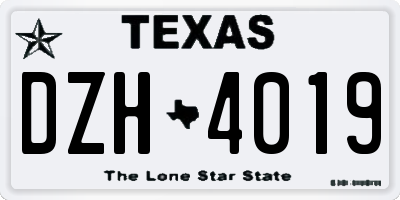 TX license plate DZH4019