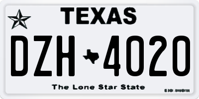 TX license plate DZH4020