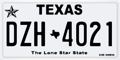 TX license plate DZH4021