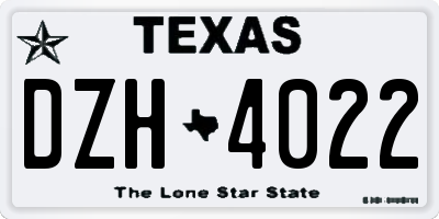 TX license plate DZH4022
