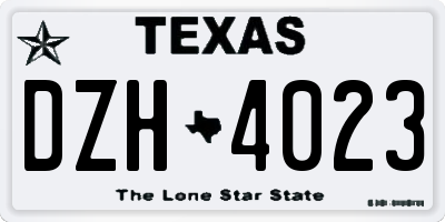 TX license plate DZH4023