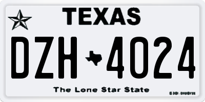 TX license plate DZH4024