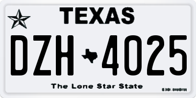 TX license plate DZH4025