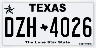 TX license plate DZH4026