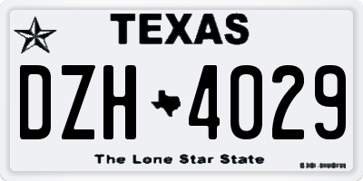 TX license plate DZH4029