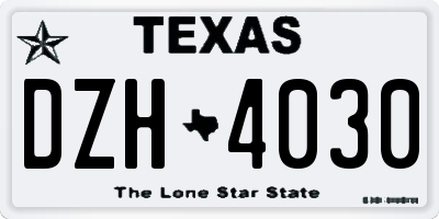 TX license plate DZH4030