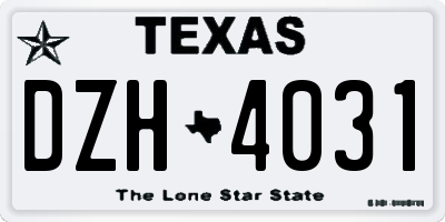 TX license plate DZH4031