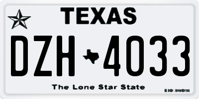 TX license plate DZH4033