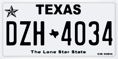TX license plate DZH4034