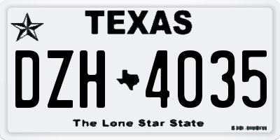 TX license plate DZH4035