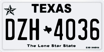 TX license plate DZH4036