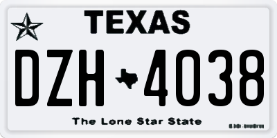 TX license plate DZH4038
