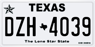 TX license plate DZH4039