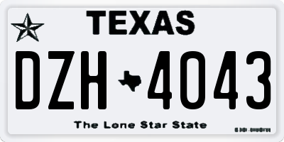 TX license plate DZH4043