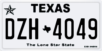 TX license plate DZH4049