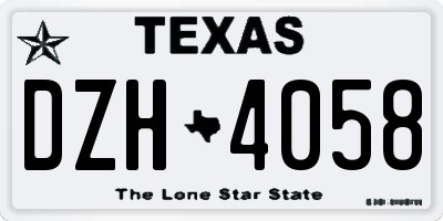TX license plate DZH4058