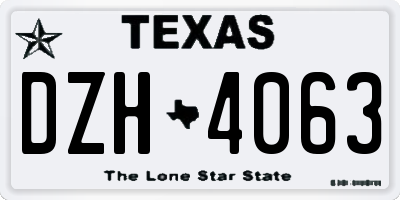 TX license plate DZH4063